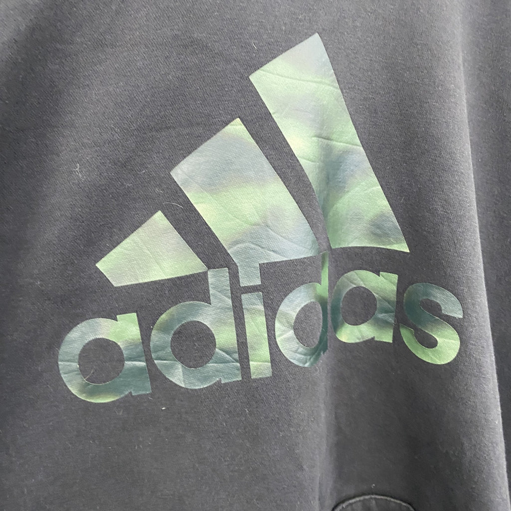 adidas　アディダス　スウェットパーカー/フーディー　パフォーマンスロゴ　黒　ブラック　2XLサイズ　古着
