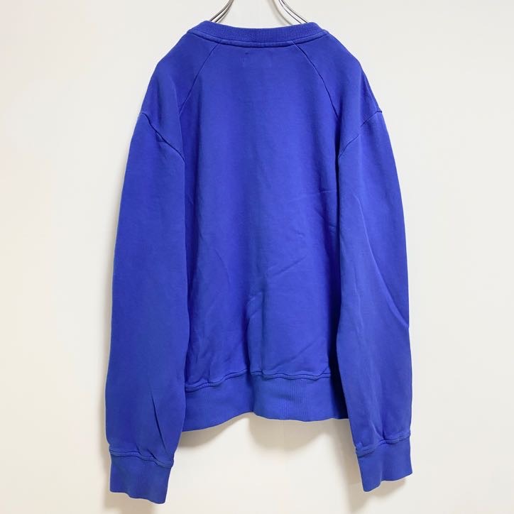 EVERESTISLES　長袖ワンポイントロゴ刺繍スウェット　トレーナー　クルーネック　青　ブルー　秋冬服　Lサイズ　古着