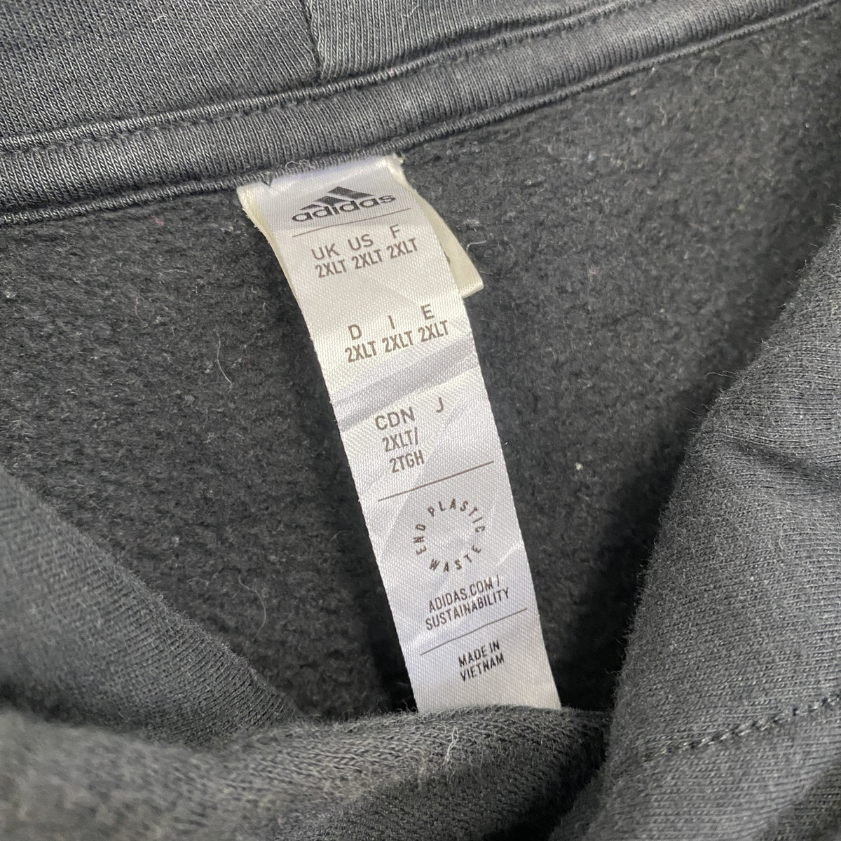 adidas　アディダス　スウェットパーカー/フーディー　パフォーマンスロゴ　黒　ブラック　2XLサイズ　古着