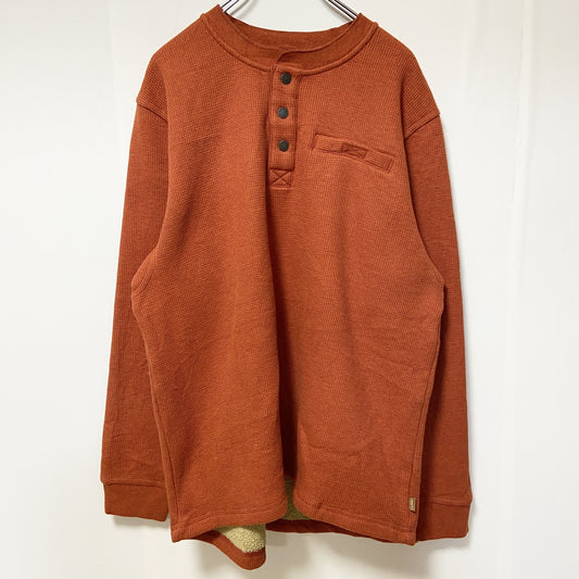 古着 used　L.L.Bean　エルエルビーン　長袖サーマルスウェット　トレーナー　裏地ボアフリース　オレンジ　Lサイズ