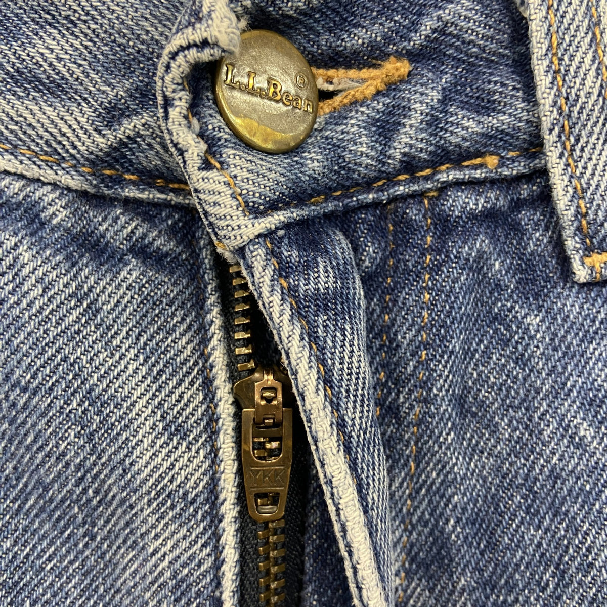 ～00s　L.L.Bean　エルエルビーン　デニムパンツ/ジーンズ　ジップフライ　ネル生地ライナー　革パッチ　インディゴ　10サイズ　古着