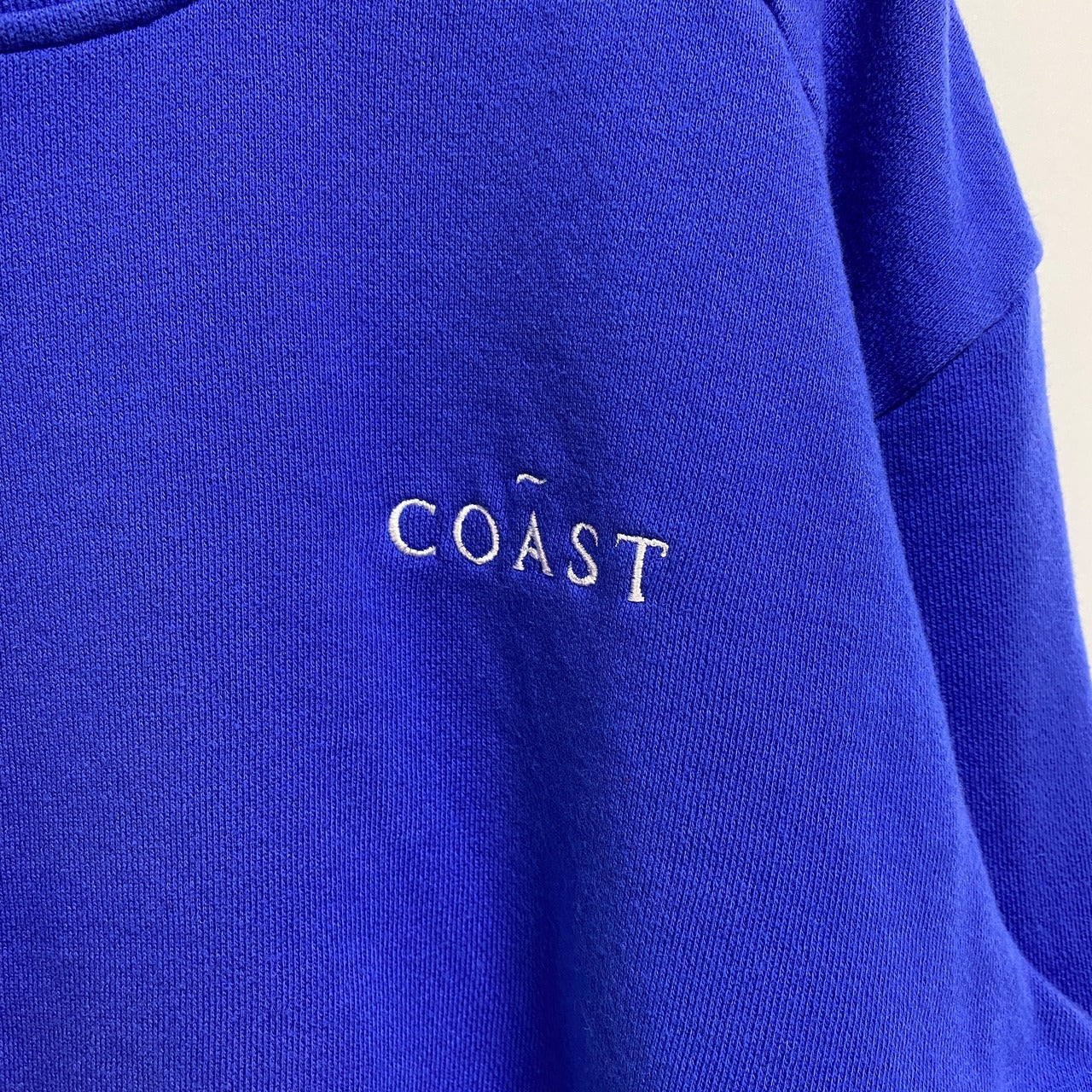 EVERESTISLES　長袖ワンポイントロゴ刺繍スウェット　トレーナー　クルーネック　青　ブルー　秋冬服　Lサイズ　古着