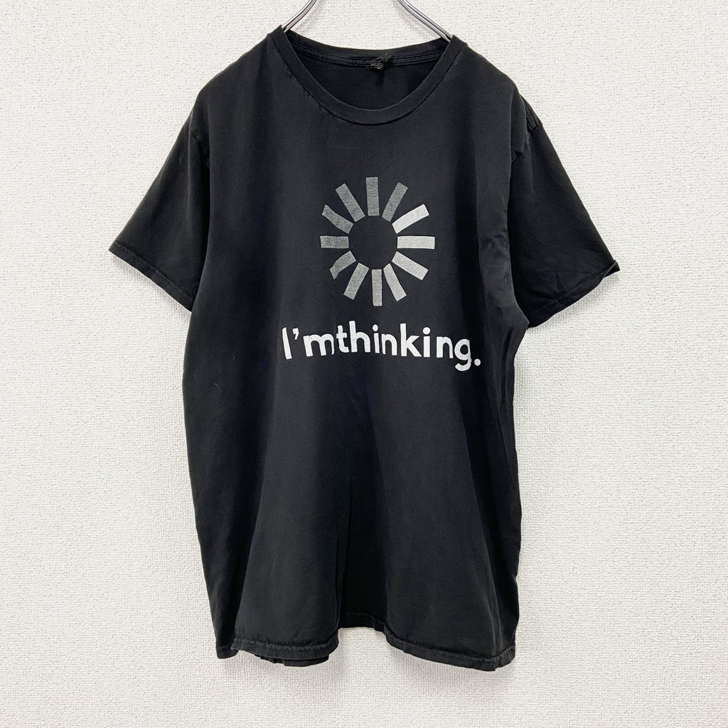 Hanes　ヘインズ　半袖プリントTシャツ　プログレスインジケーター　黒　ブラック　Mサイズ　古着