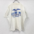 90s～　半袖プリントTシャツ　星条旗　シングルステッチ　ヴィンテージ　白　ホワイト　　古着
