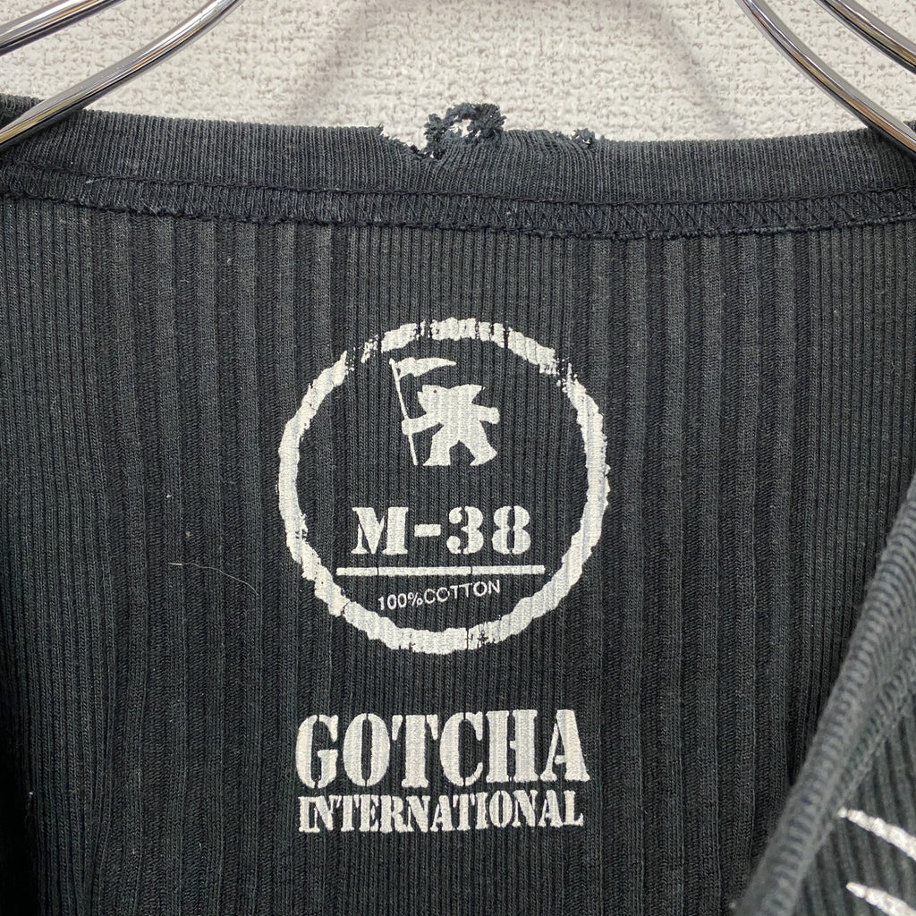 GOTCHA　ガッチャ　長袖プリントTシャツ/ロンT　トライバル　y2k　グランジ　黒　ブラック　Mサイズ　古着