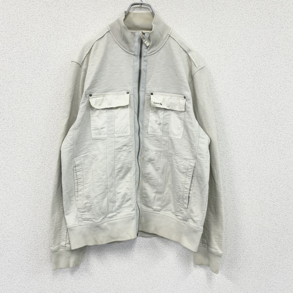 Calvin Klein　カルバンクライン　フルジップスウェットジャケット　4つポケット　白　ホワイト　古着