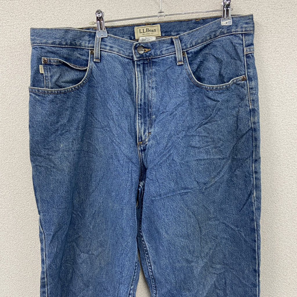 L.L.Bean　エルエルビーン　デニムパンツ/ジーンズ　ジップフライ　革パッチ　インディゴ　W36サイズ　古着