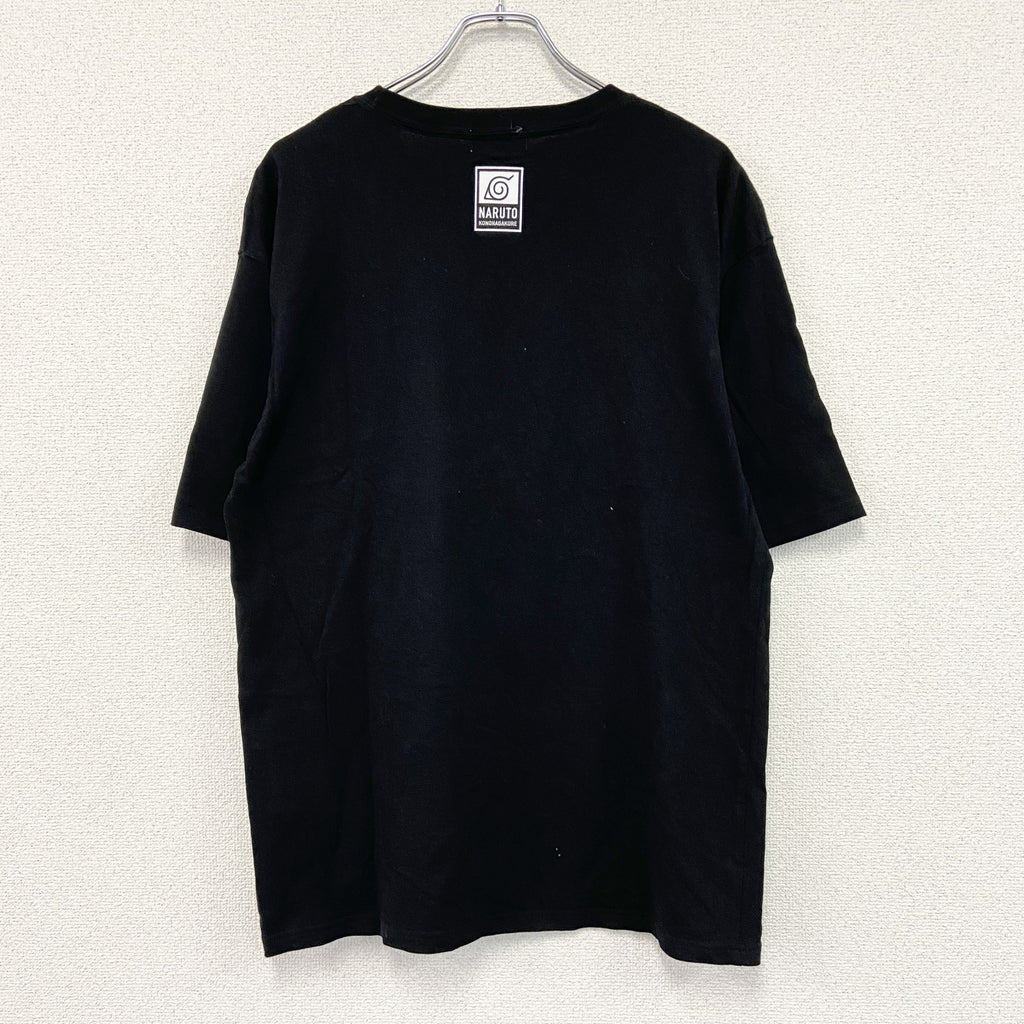 NARUTO　ナルト　木の葉隠れの里　半袖プリントTシャツ　黒　ブラック　XLサイズ　古着