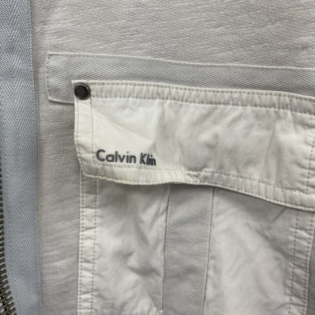 Calvin Klein　カルバンクライン　フルジップスウェットジャケット　4つポケット　白　ホワイト　古着