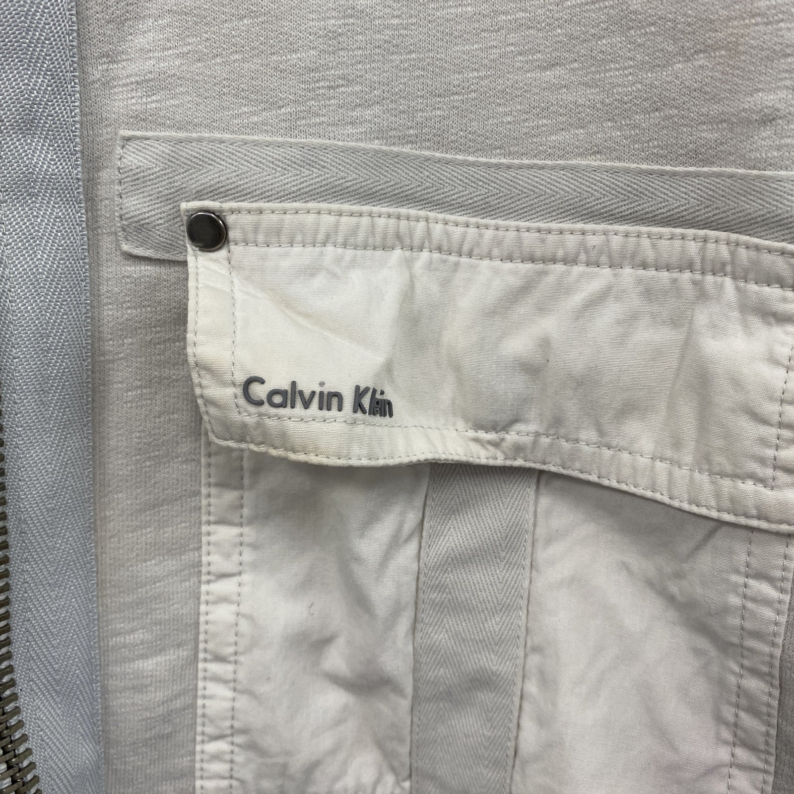 Calvin Klein　カルバンクライン　フルジップスウェットジャケット　4つポケット　白　ホワイト　古着