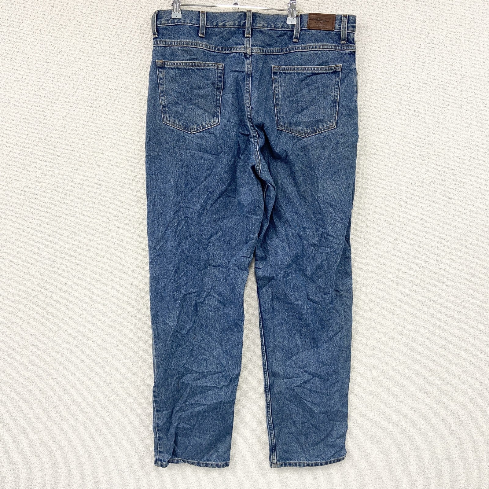 L.L.Bean　エルエルビーン　デニムパンツ/ジーンズ　ジップフライ　革パッチ　インディゴ　W36サイズ　古着