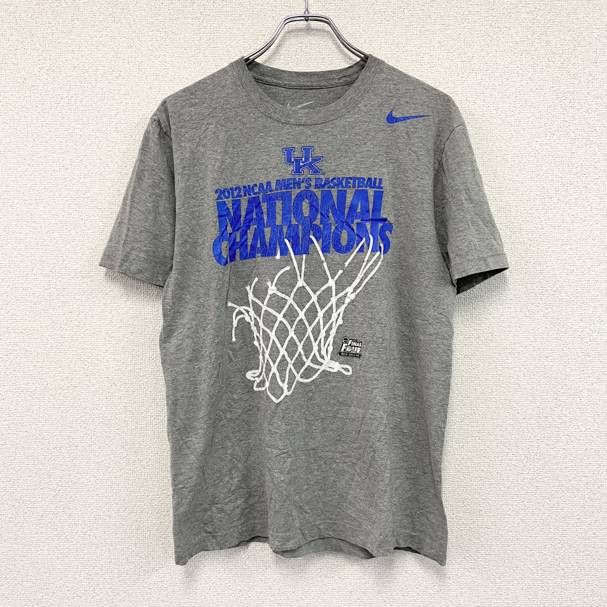 NIKE　ナイキ　半袖プリントTシャツ　グレー　Mサイズ カットソー メンズ コットン 古着