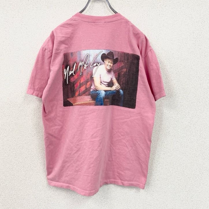 古着 used　90s　Neal McCoy　ニールマッコイ　半袖フォトプリントTシャツ　ヴィンテージ　ピンク　Mサイズ