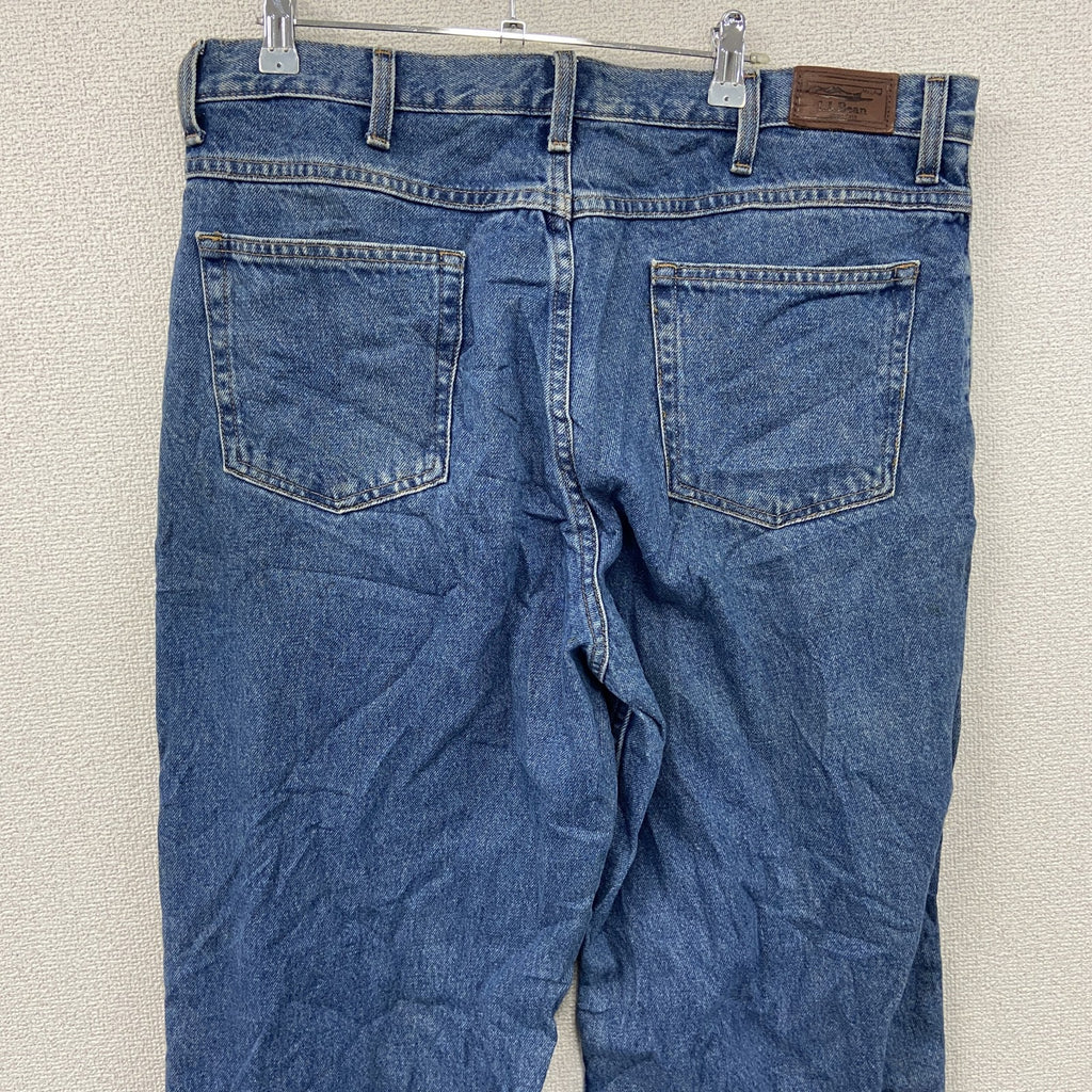 L.L.Bean　エルエルビーン　デニムパンツ/ジーンズ　ジップフライ　革パッチ　インディゴ　W36サイズ　古着