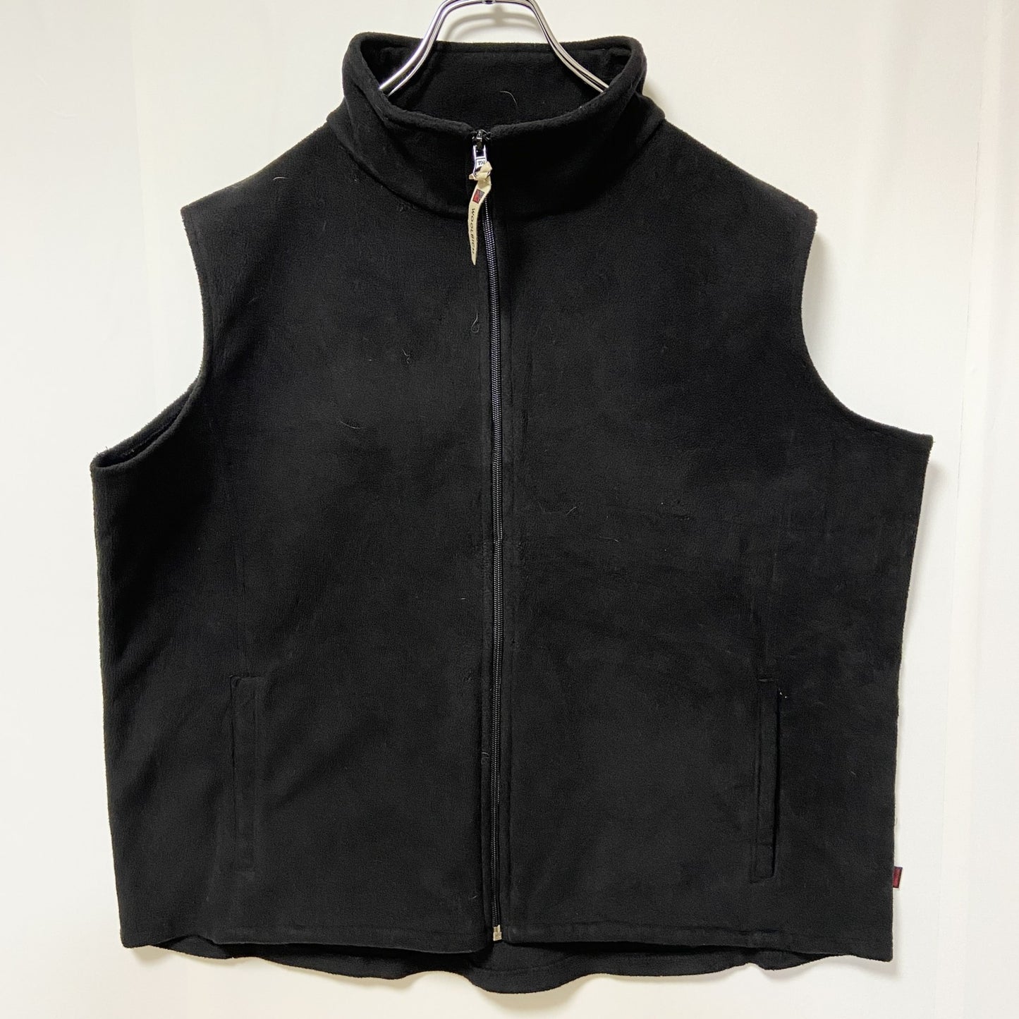 古着 used　WOOLRICH　ウールリッチ　フルジップフリーステックベスト　ハイネック　シンプル　ノームコア　黒　XLサイズ