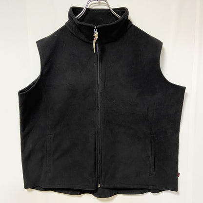 古着 used　WOOLRICH　ウールリッチ　フルジップフリーステックベスト　ハイネック　シンプル　ノームコア　黒　XLサイズ