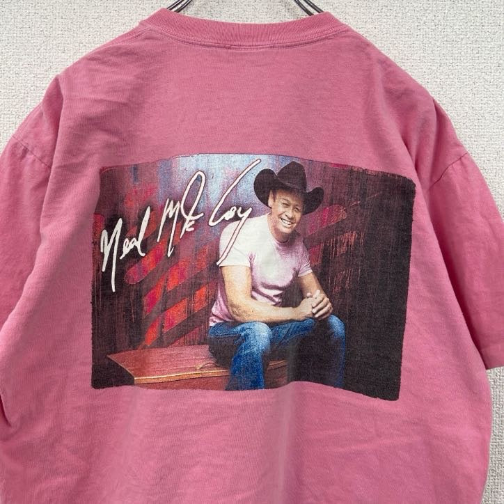 古着 used　90s　Neal McCoy　ニールマッコイ　半袖フォトプリントTシャツ　ヴィンテージ　ピンク　Mサイズ