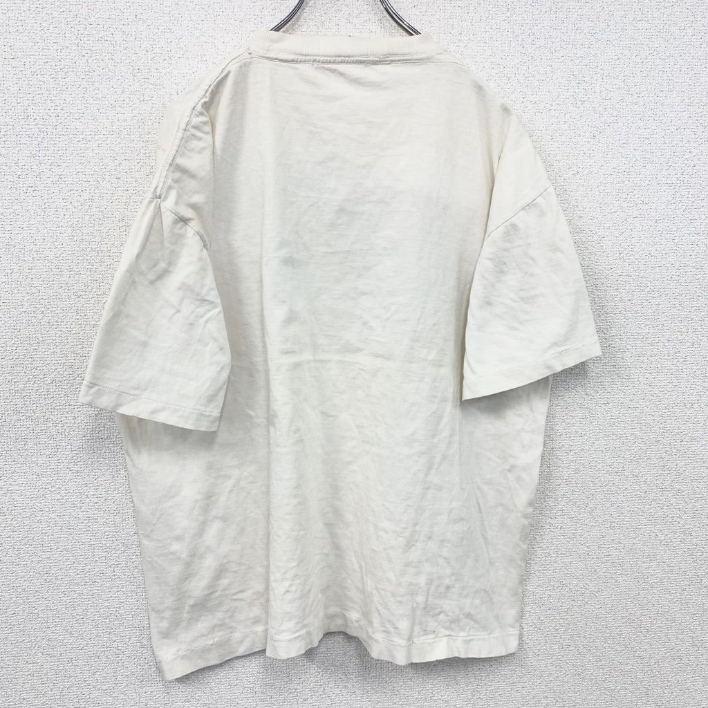 90s～　半袖プリントTシャツ　星条旗　シングルステッチ　ヴィンテージ　白　ホワイト　　古着