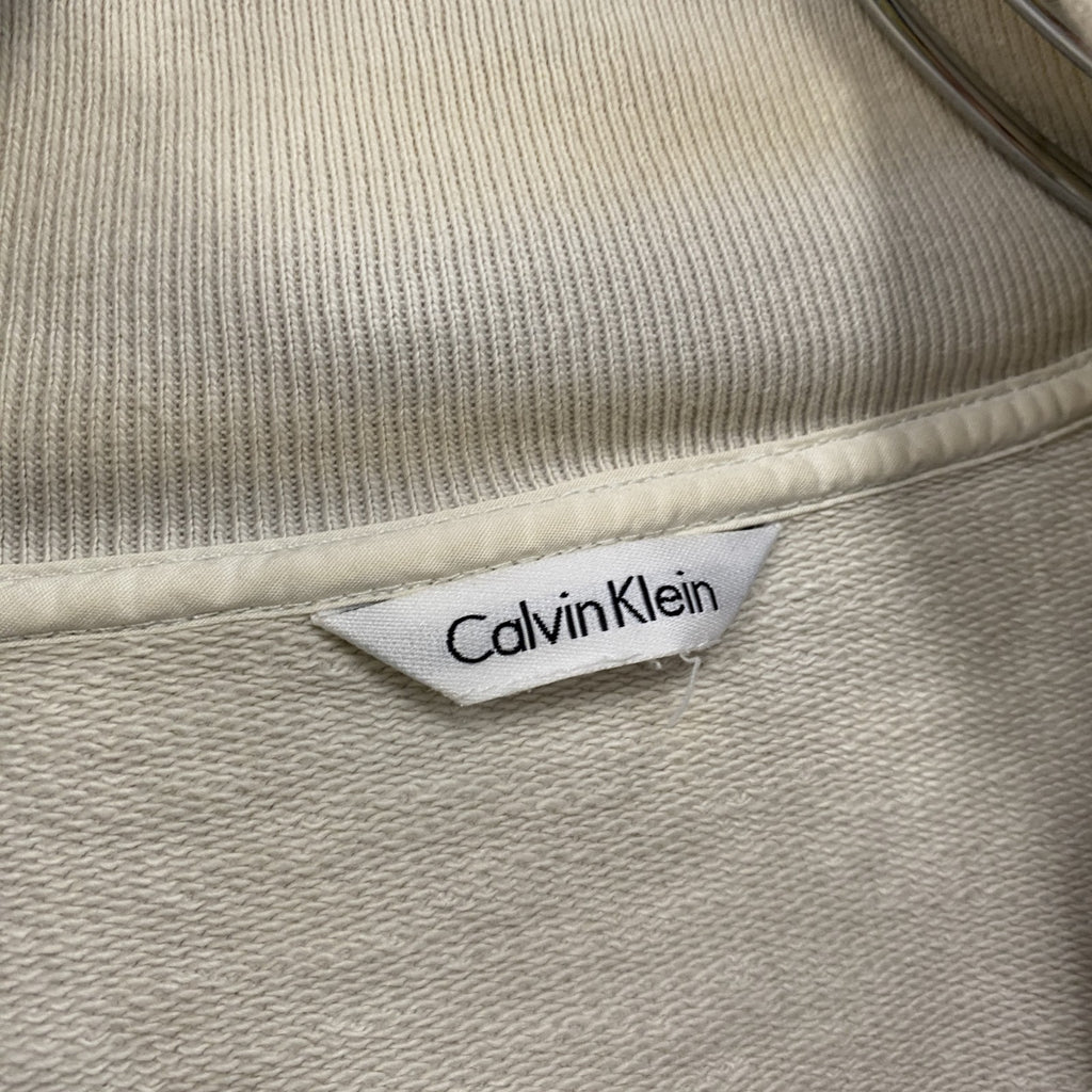 Calvin Klein　カルバンクライン　フルジップスウェットジャケット　4つポケット　白　ホワイト　古着