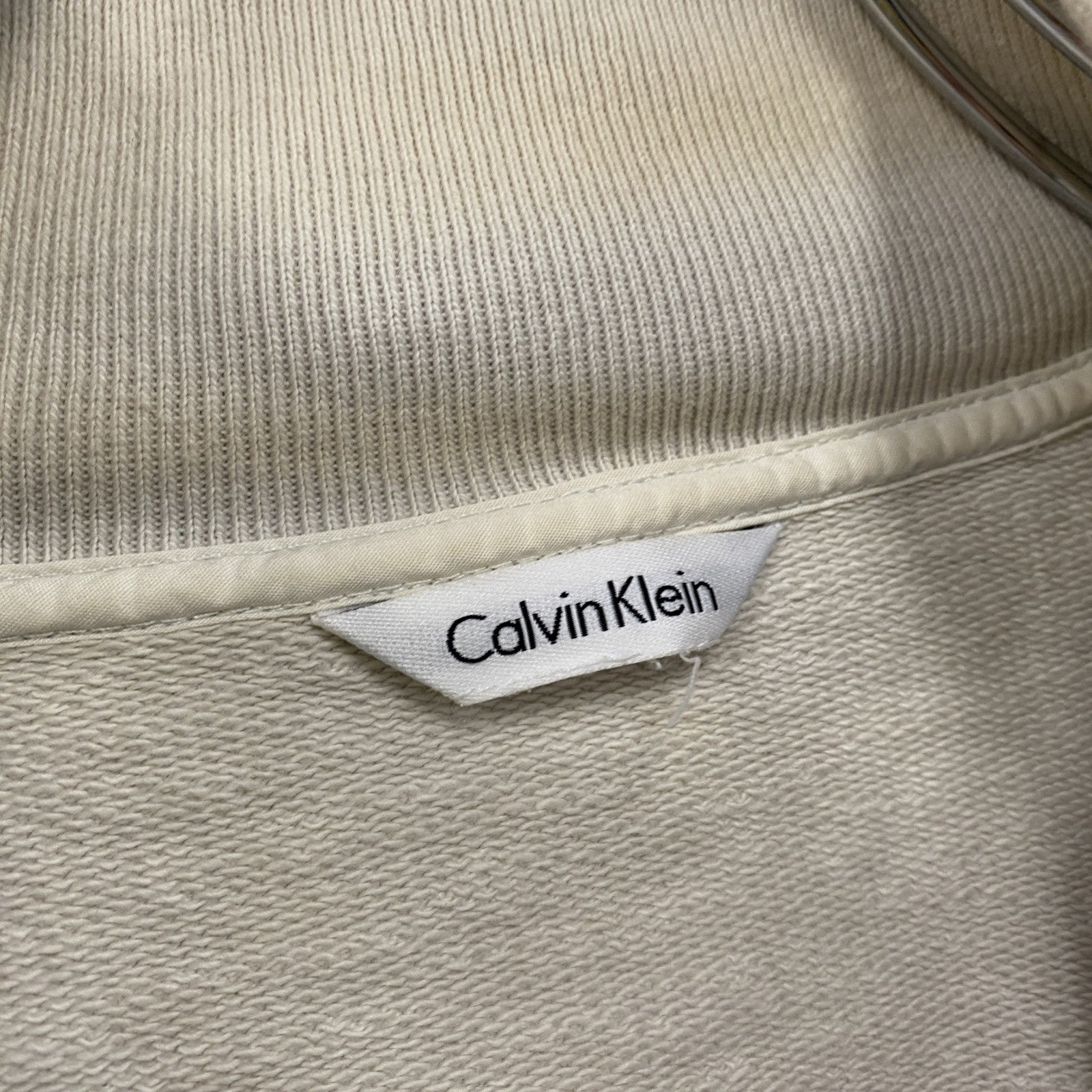 Calvin Klein　カルバンクライン　フルジップスウェットジャケット　4つポケット　白　ホワイト　古着