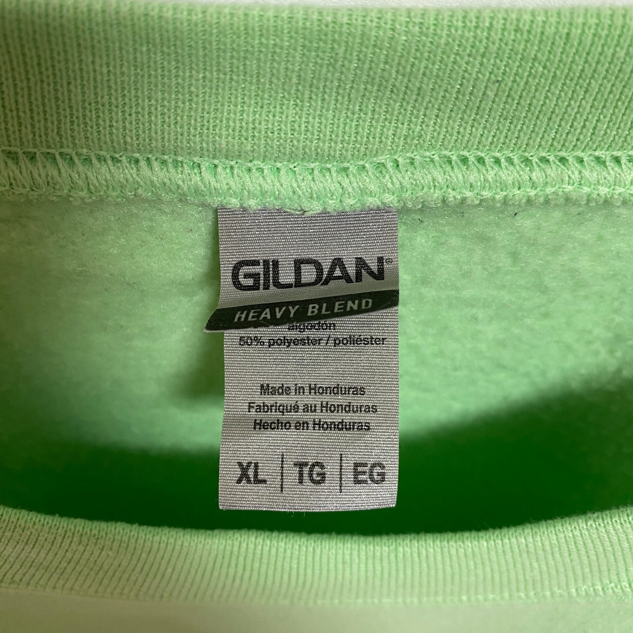 古着 used　GILDAN　ギルダン　長袖プリントスウェット　トレーナー　クルーネック　緑　ビッグシルエット　XLサイズ