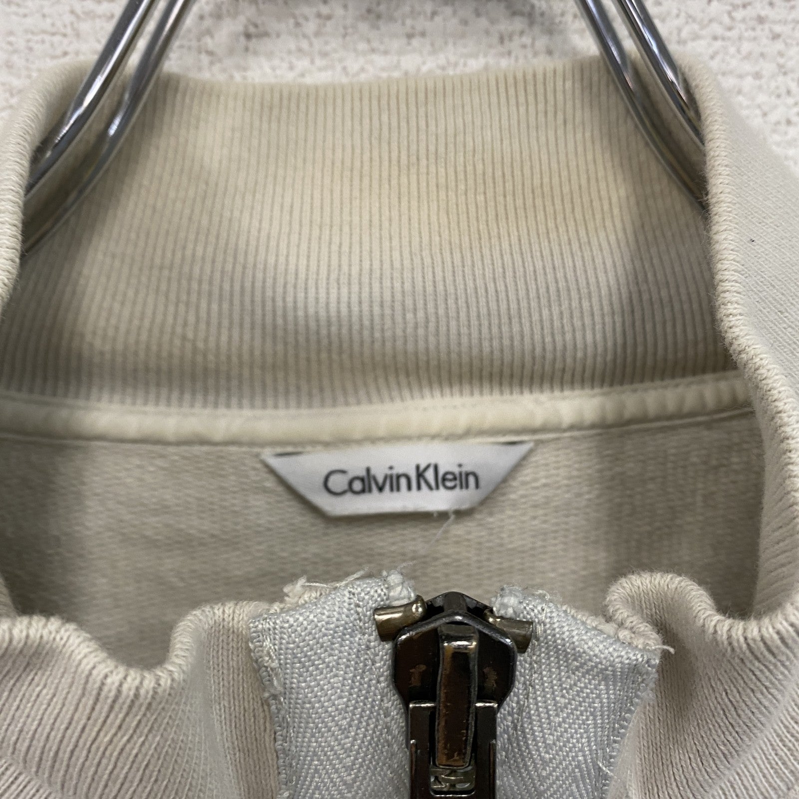 Calvin Klein　カルバンクライン　フルジップスウェットジャケット　4つポケット　白　ホワイト　古着