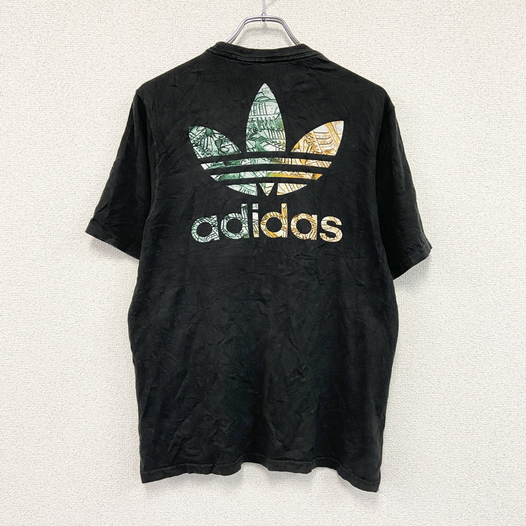 adidas　アディダス　半袖プリントTシャツ　黒　ブラック　Sサイズ カットソー メンズ コットン 古着