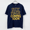 image　半袖プリントメッセージTシャツ　4連プリント　紺　ネイビー　XLサイズ カットソー メンズ コットン 古着