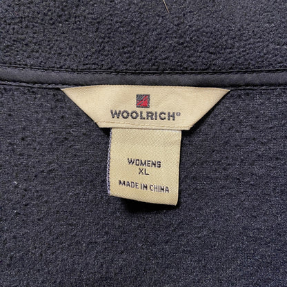 古着 used　WOOLRICH　ウールリッチ　フルジップフリーステックベスト　ハイネック　シンプル　ノームコア　黒　XLサイズ