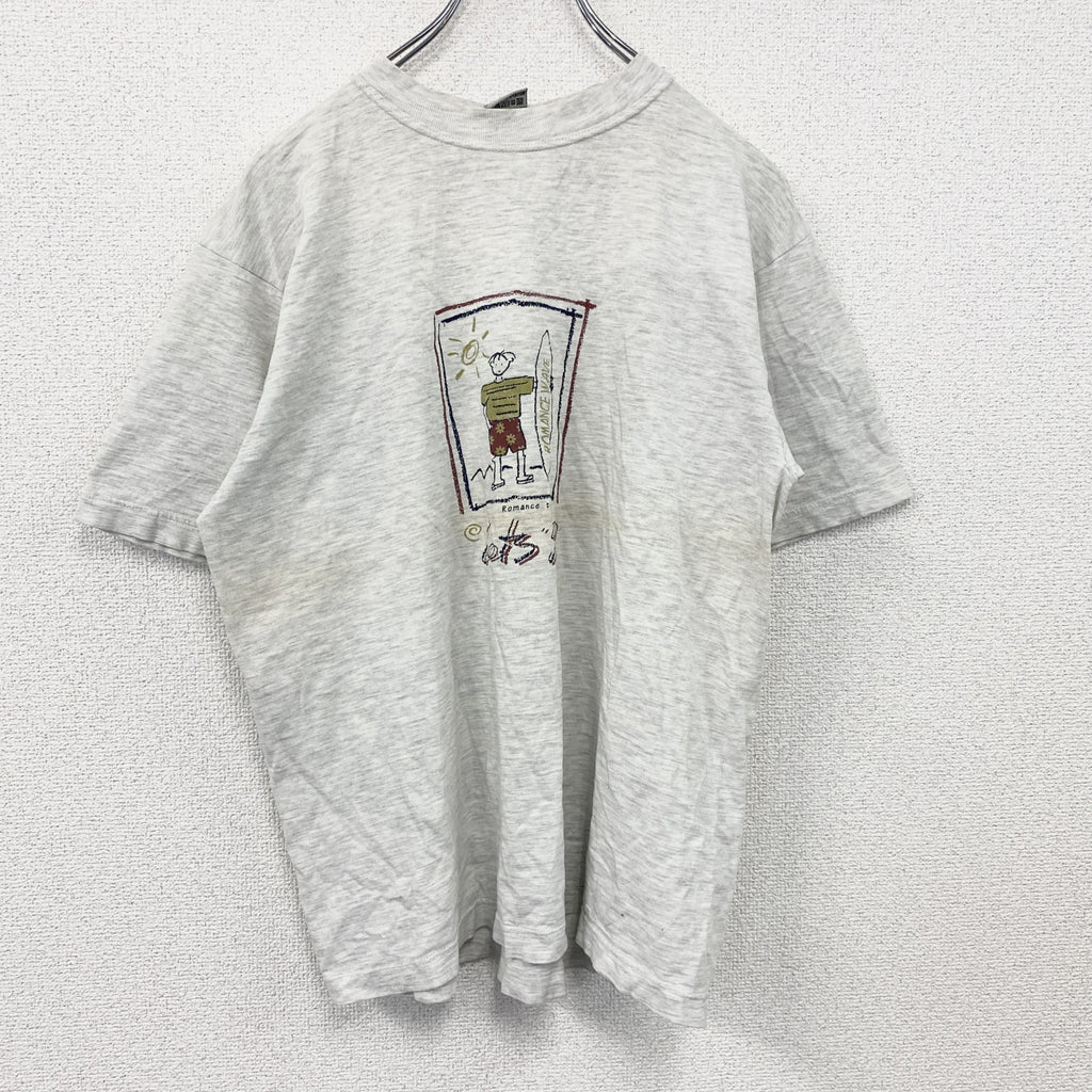 ～00s　ROMANCE　半袖プリントTシャツ　ユーロヴィンテージ　灰色　霜降りグレー　Lサイズ　古着