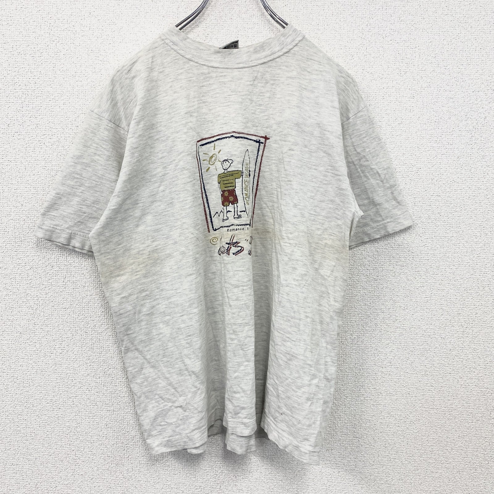～00s　ROMANCE　半袖プリントTシャツ　ユーロヴィンテージ　灰色　霜降りグレー　Lサイズ　古着