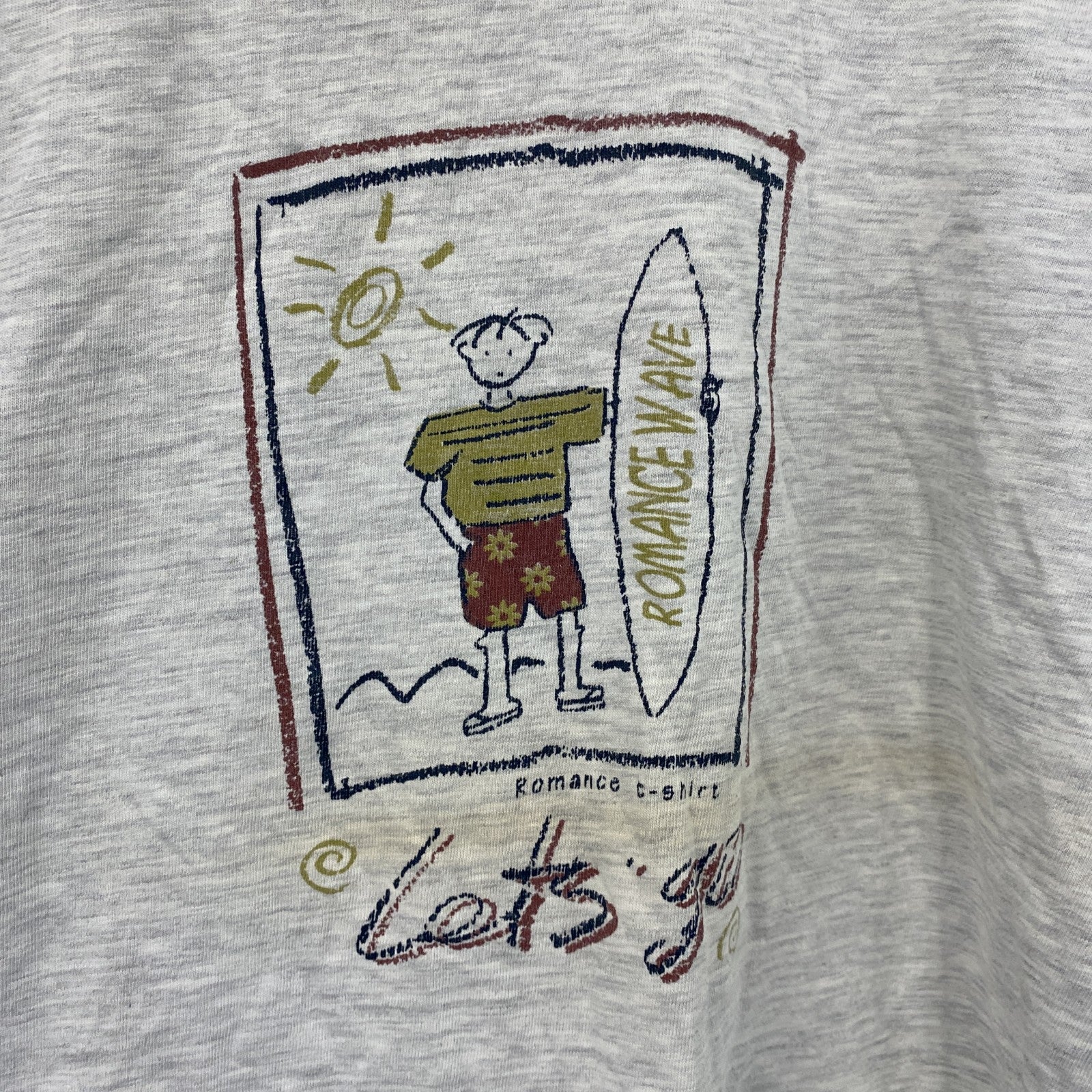 ～00s　ROMANCE　半袖プリントTシャツ　ユーロヴィンテージ　灰色　霜降りグレー　Lサイズ　古着