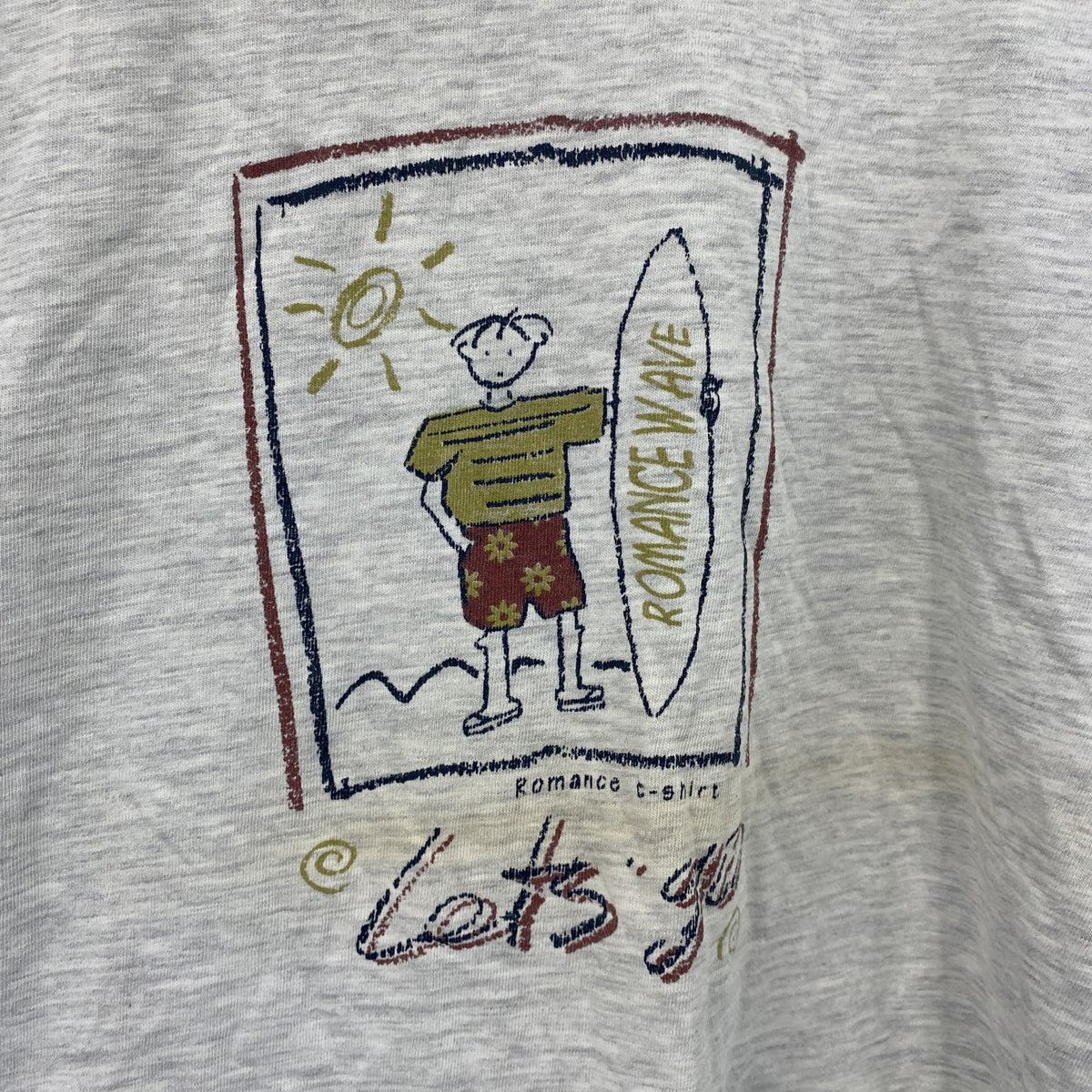 ～00s　ROMANCE　半袖プリントTシャツ　ユーロヴィンテージ　灰色　霜降りグレー　Lサイズ　古着