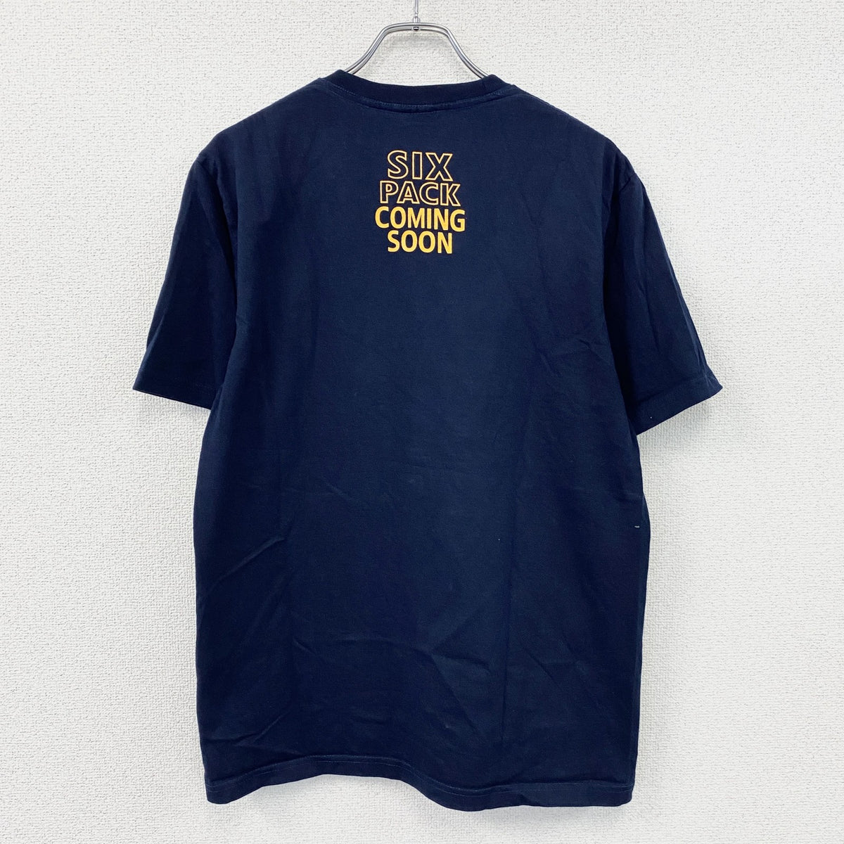 image　半袖プリントメッセージTシャツ　4連プリント　紺　ネイビー　XLサイズ カットソー メンズ コットン 古着