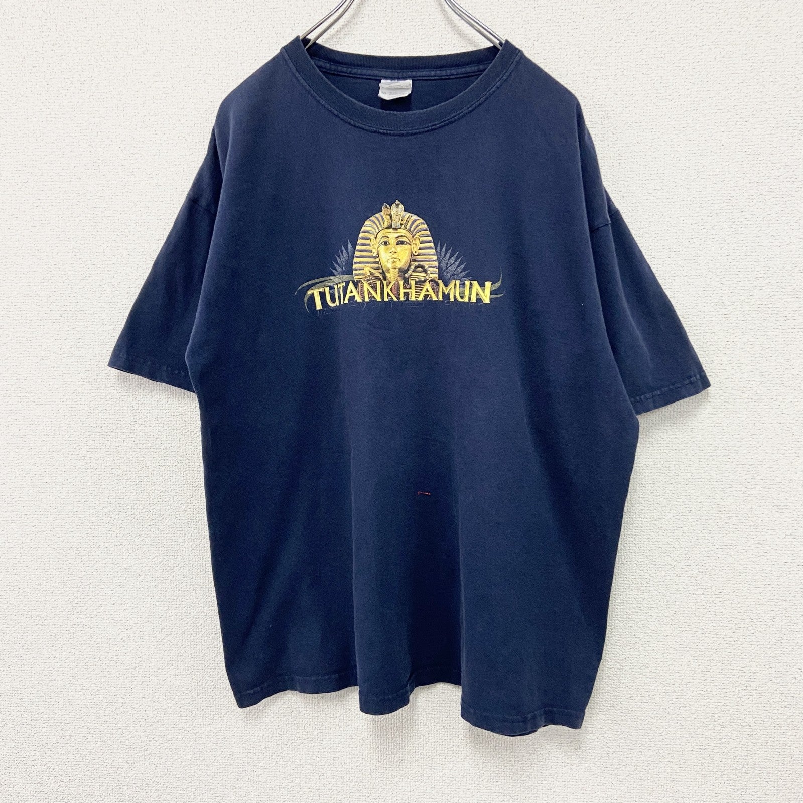 古着 used　GILDAN　ギルダン　半袖プリントTシャツ　TUTANKHAMUN　ツタンカーメン　紺　ネイビー　XLサイズ