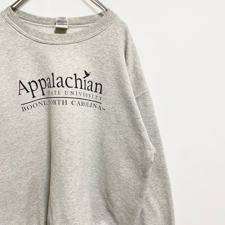 GILDAN　長袖カレッジプリントスウェット　トレーナー　アパラチア州立大学　グレー　灰色　ヴィンテージ　XLサイズ　古着
