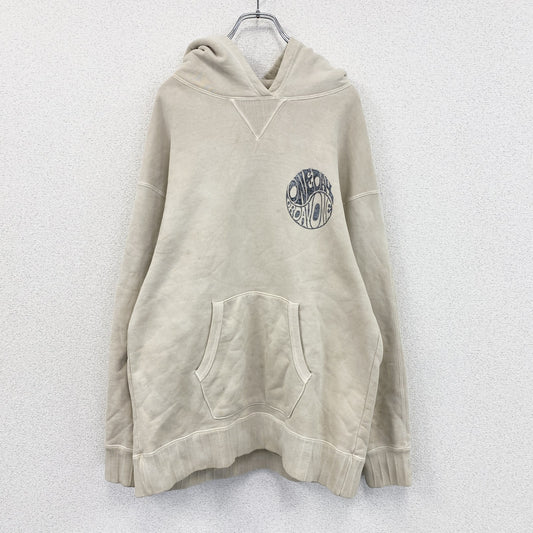 AUTHEN　オーテン　スウェットパーカー/フーディー　両V　デカロゴ　ベージュ　Lサイズ