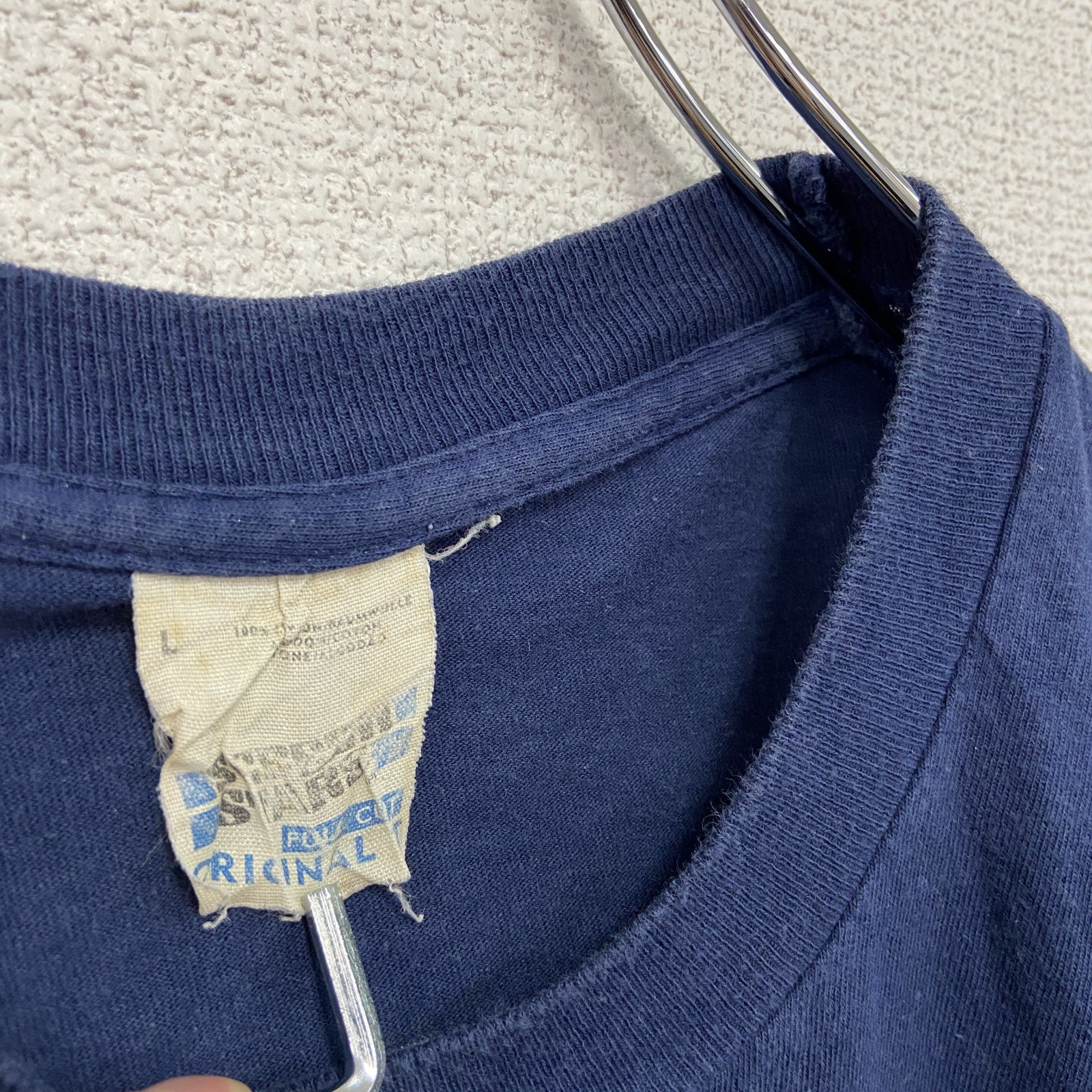 ～90s　SCREEN STARS　半袖プリントTシャツ　FLEXACRYL　ヴィンテージ　紺　ネイビー　Lサイズ　　古着