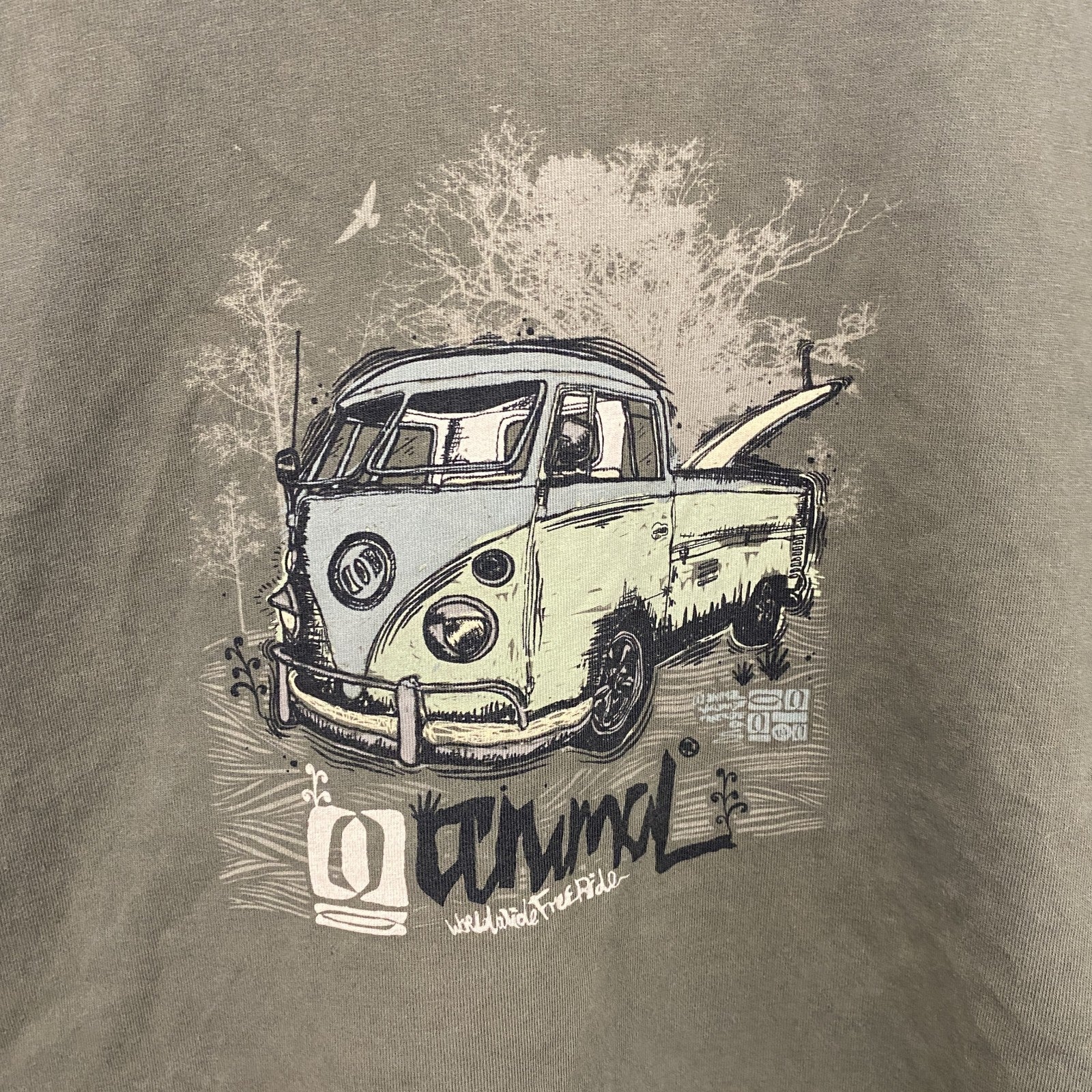 aniwal　VOLKSWAGEN　フォルクスワーゲン　ワーゲンバス　半袖Tシャツ　茶色　ブラウン　Lサイズ　古着