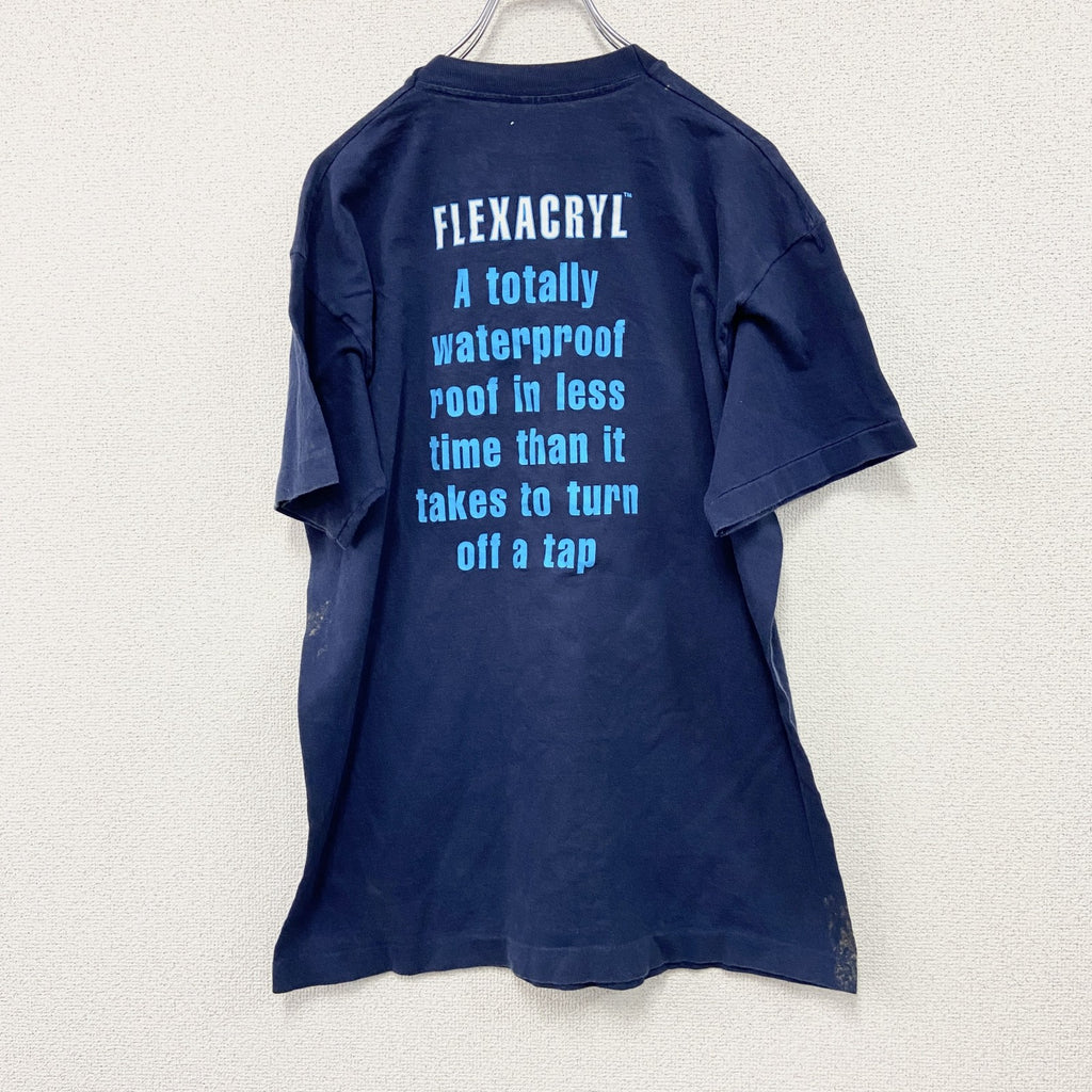 ～90s　SCREEN STARS　半袖プリントTシャツ　FLEXACRYL　ヴィンテージ　紺　ネイビー　Lサイズ　　古着