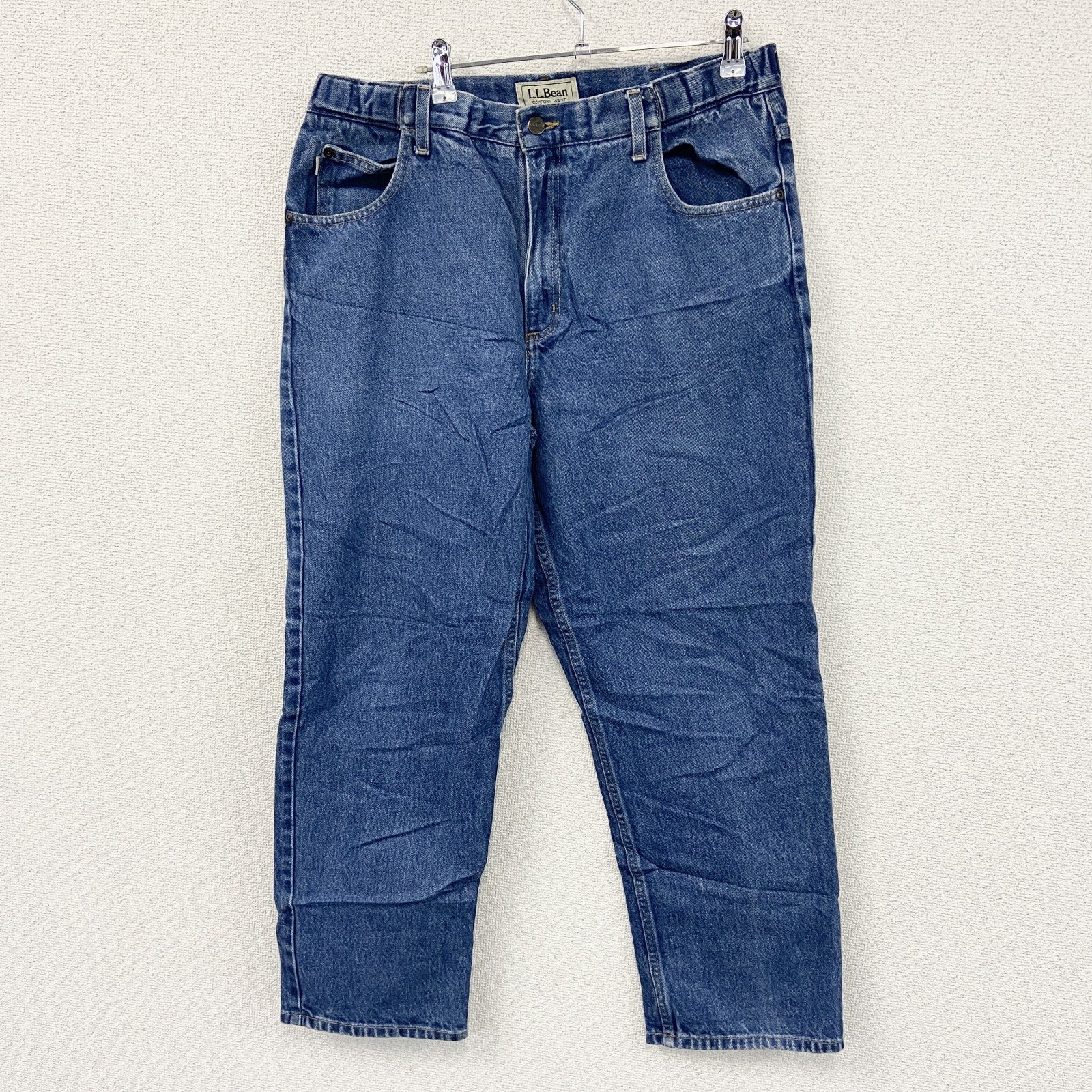 L.L.Bean　エルエルビーン　デニムパンツ/ジーンズ　ジップフライ　革パッチ　インディゴ　W34サイズ　古着