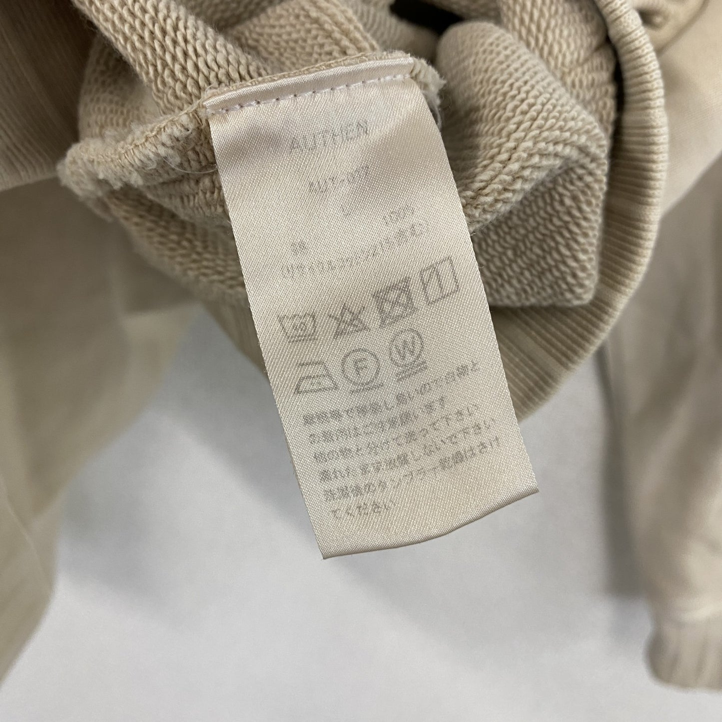 AUTHEN　オーテン　スウェットパーカー/フーディー　両V　デカロゴ　ベージュ　Lサイズ