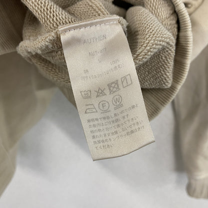 AUTHEN　オーテン　スウェットパーカー/フーディー　両V　デカロゴ　ベージュ　Lサイズ