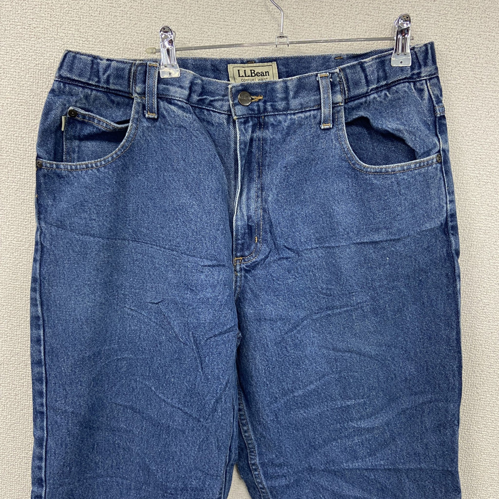 L.L.Bean　エルエルビーン　デニムパンツ/ジーンズ　ジップフライ　革パッチ　インディゴ　W34サイズ　古着