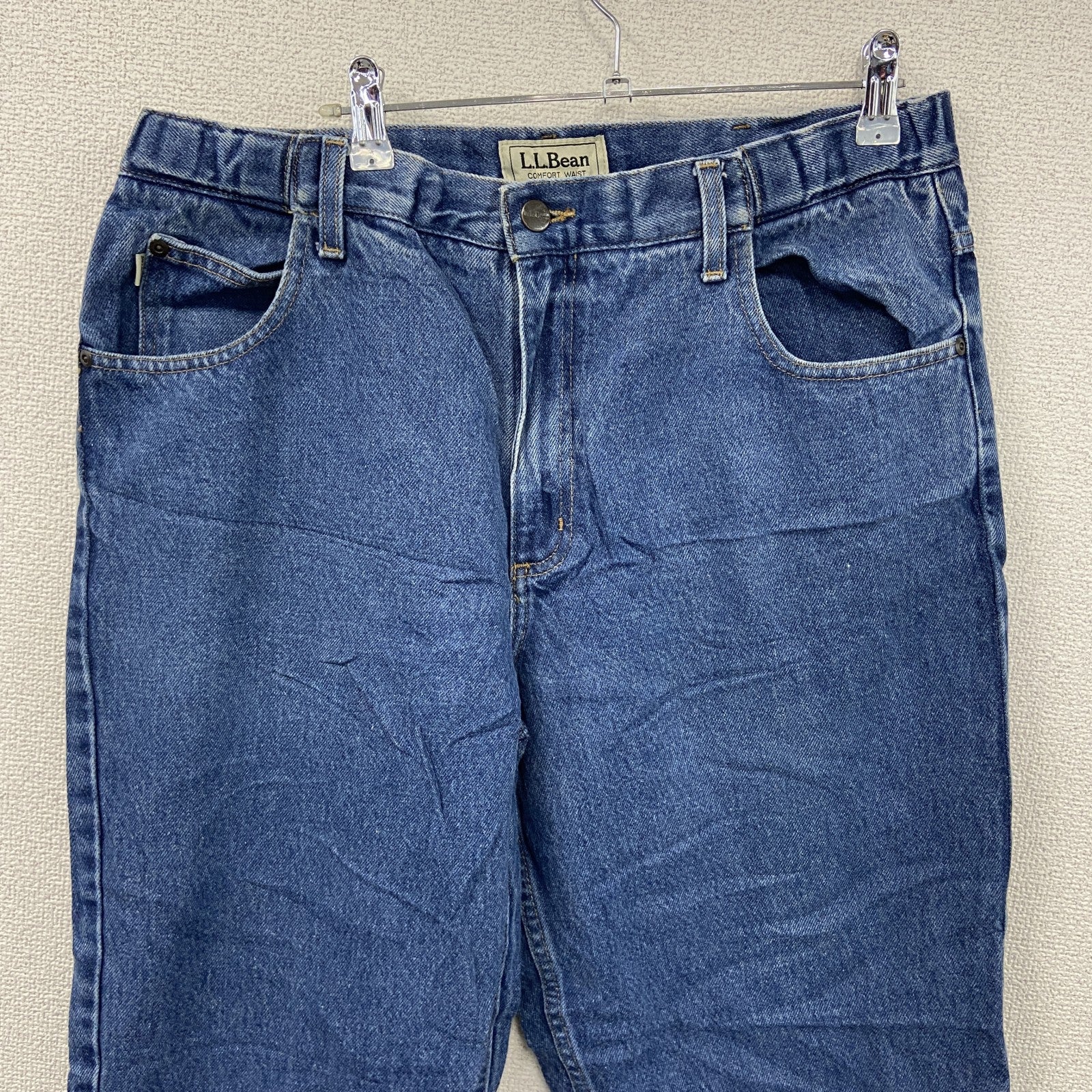 L.L.Bean　エルエルビーン　デニムパンツ/ジーンズ　ジップフライ　革パッチ　インディゴ　W34サイズ　古着