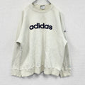 90s～　adidas　アディダス　スウェット/トレーナー　前V　デカロゴ　ヴィンテージ　白　ホワイト　Sサイズ　古着