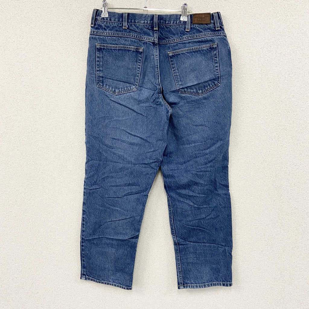 L.L.Bean　エルエルビーン　デニムパンツ/ジーンズ　ジップフライ　革パッチ　インディゴ　W34サイズ　古着