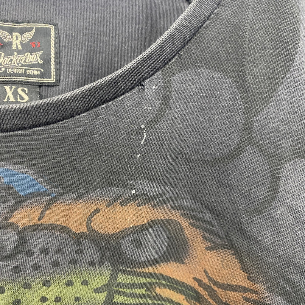 Rockerbox　半袖プリントTシャツ　アニマルT　和柄　黒　ブラック　XSサイズ　古着