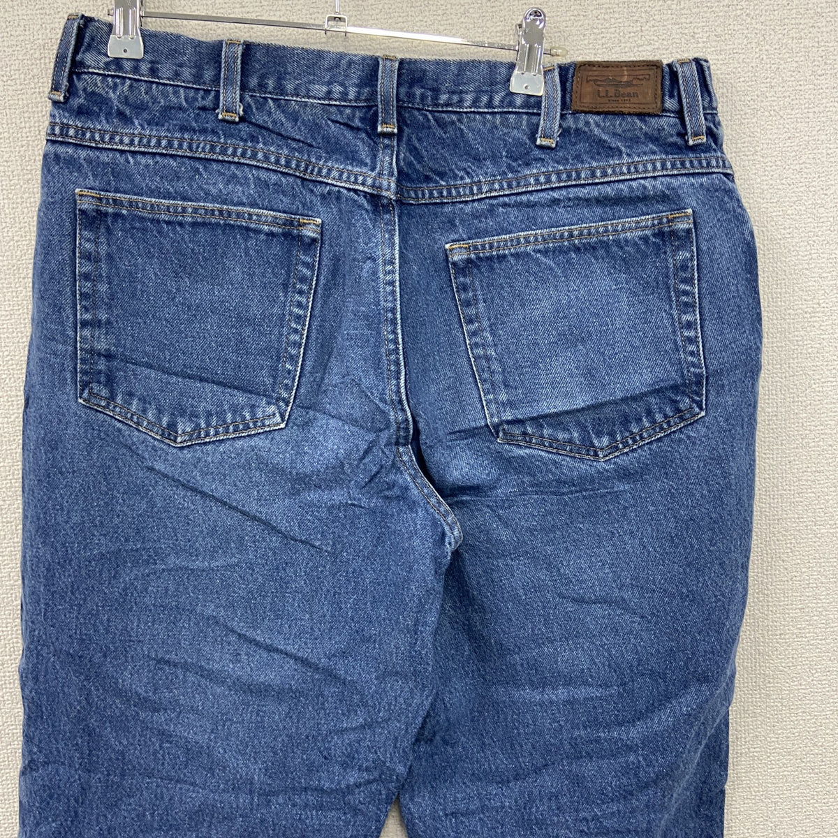 L.L.Bean　エルエルビーン　デニムパンツ/ジーンズ　ジップフライ　革パッチ　インディゴ　W34サイズ　古着
