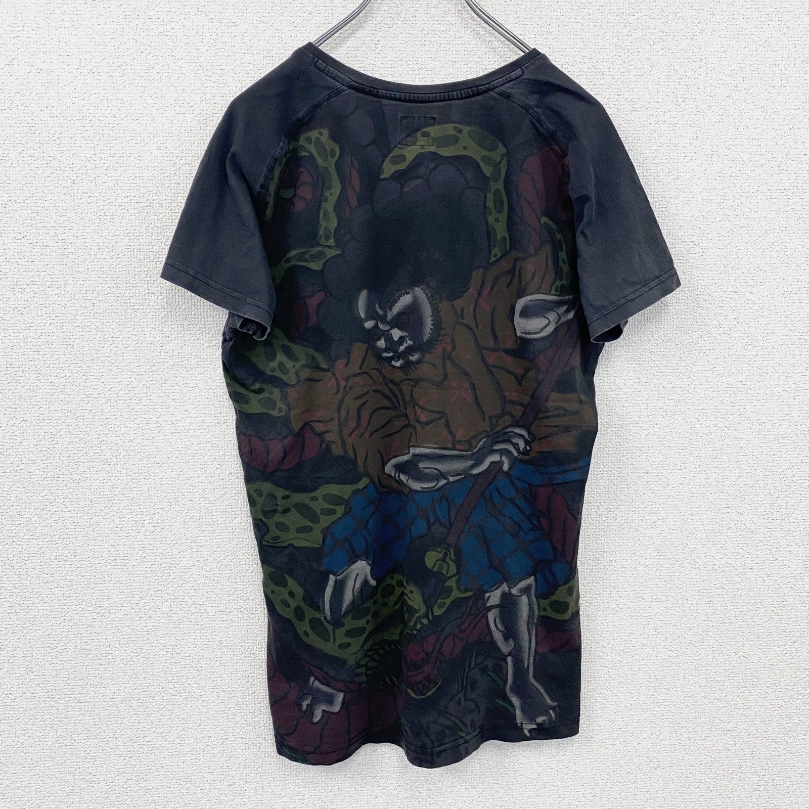 Rockerbox　半袖プリントTシャツ　アニマルT　和柄　黒　ブラック　XSサイズ　古着